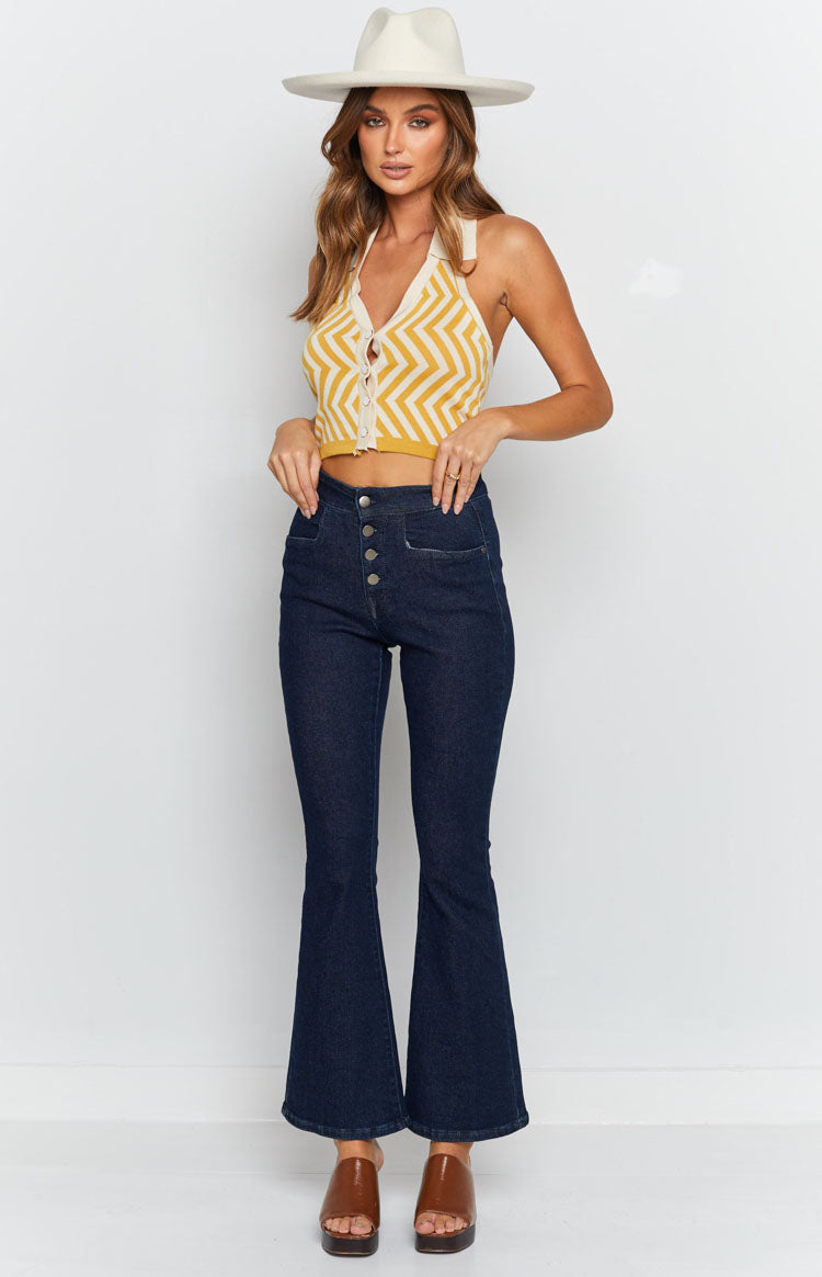 Suit Up Striped Crop Top Yellow Image