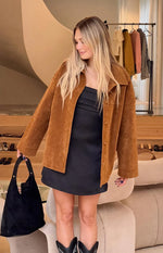 Suki Tan Suede Oversized Jacket