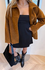 Suki Tan Suede Oversized Jacket