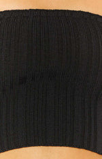 Summertime Black Knit Bandeau Top