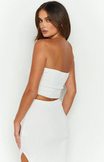 Summertime White Knit Bandeau Top