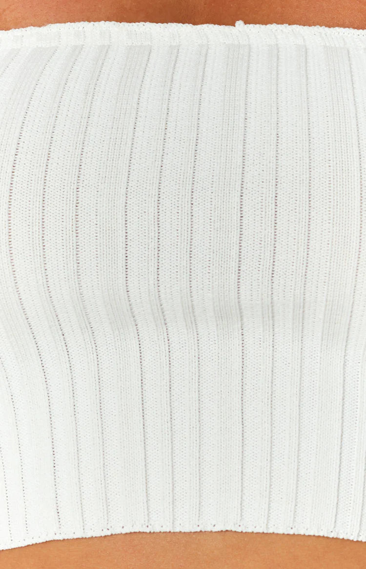 Summertime White Knit Bandeau Top