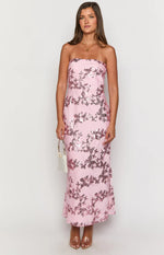 Tari Pink Butterfly Sequin Maxi Dress