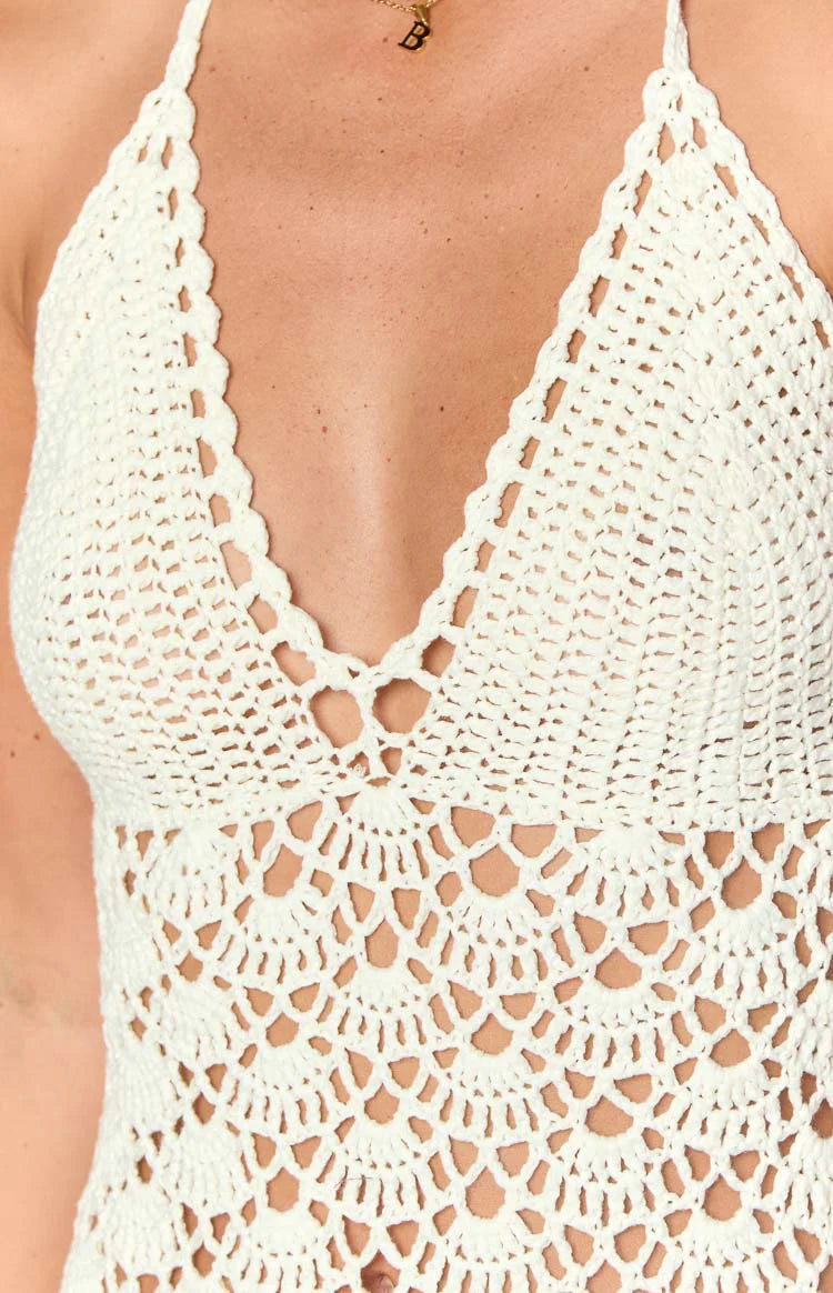 Tink White Crochet Maxi Dress