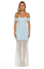 Tabitha Blue Off Shoulder Mesh Maxi Dress