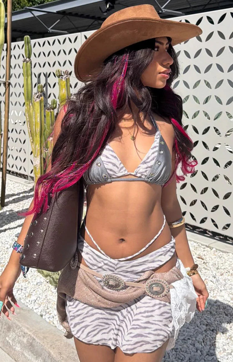 Some Nights White Zebra Print Mini Skirt