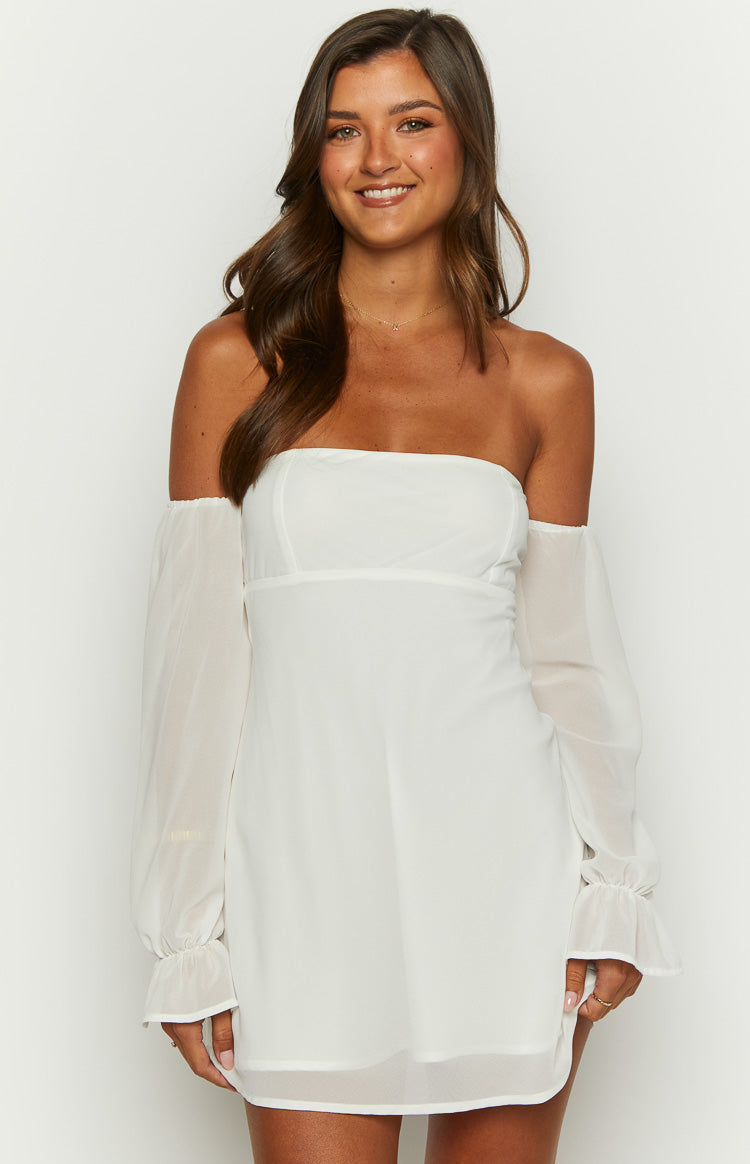 Tallure White Long Sleeve Mini Dress Image