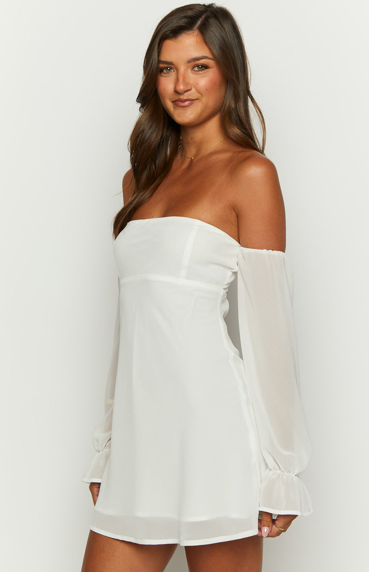 Tallure White Long Sleeve Mini Dress Image