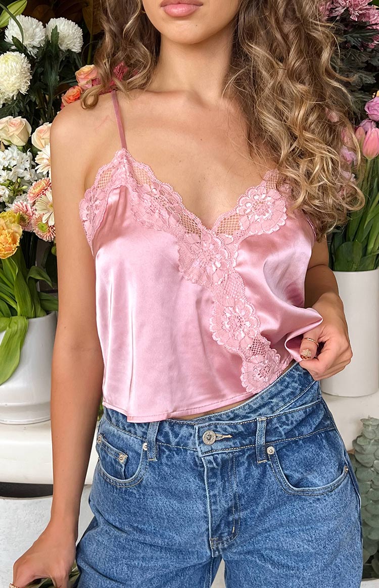 Tammy Pink Lace Cami Top Beginning Boutique NZ - Main Image