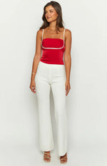 Tamra Red Low Back Top