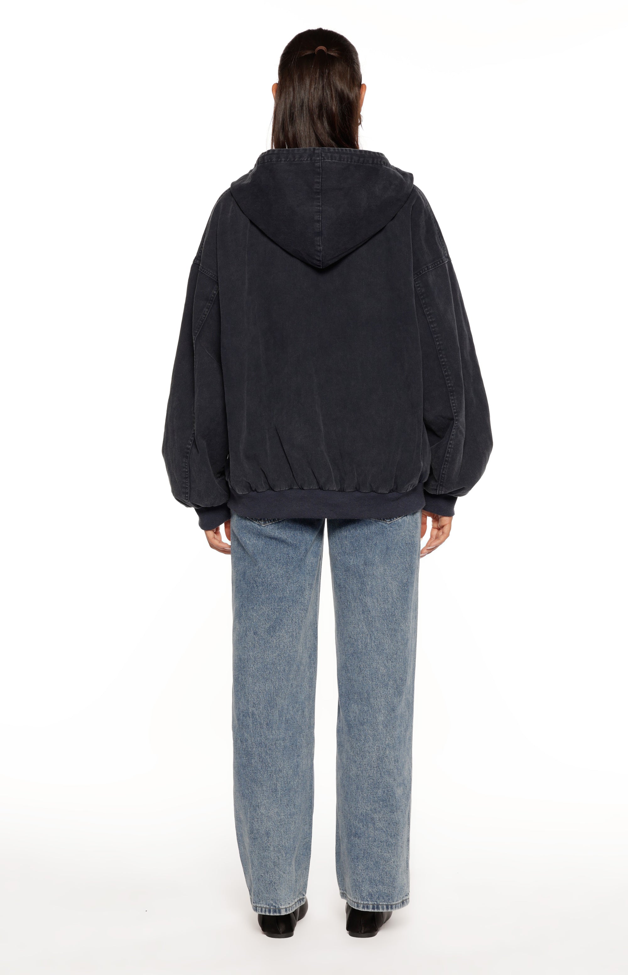 Tate Washed Navy Oversized Hooded Jacket Image