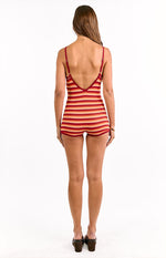 Tatum Orange Stripe Knit Playsuit Image