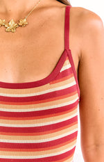 Tatum Orange Stripe Knit Playsuit Image