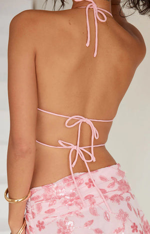 Tay Pink Sequin Halter Top
