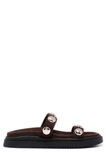 Therapy Persona Chocolate Suede Platform Silver Stud Sandals Image