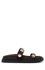 Therapy Persona Chocolate Suede Platform Silver Stud Sandals