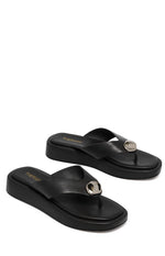 Therapy Val Black Platform Silver Trim Sandals