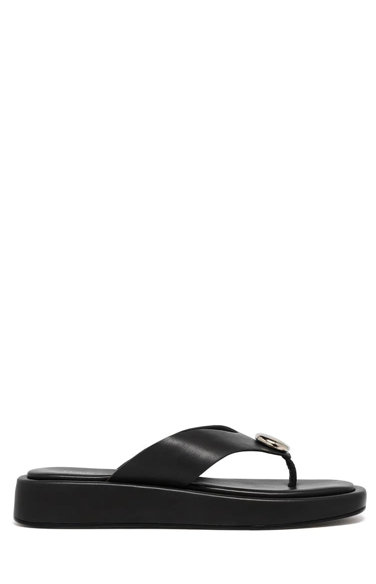 Therapy Val Black Platform Silver Trim Sandals