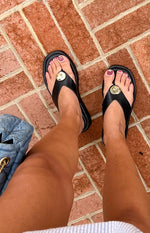 Therapy Val Black Platform Silver Trim Sandals