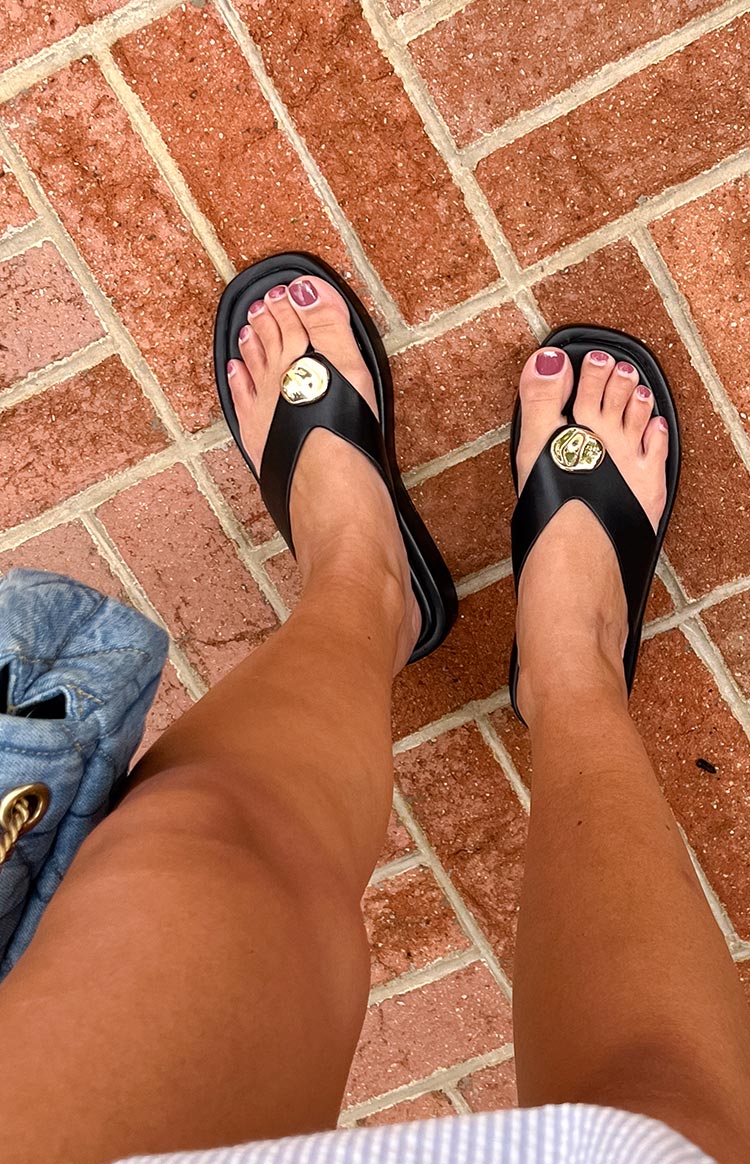 Therapy Val Black Platform Silver Trim Sandals