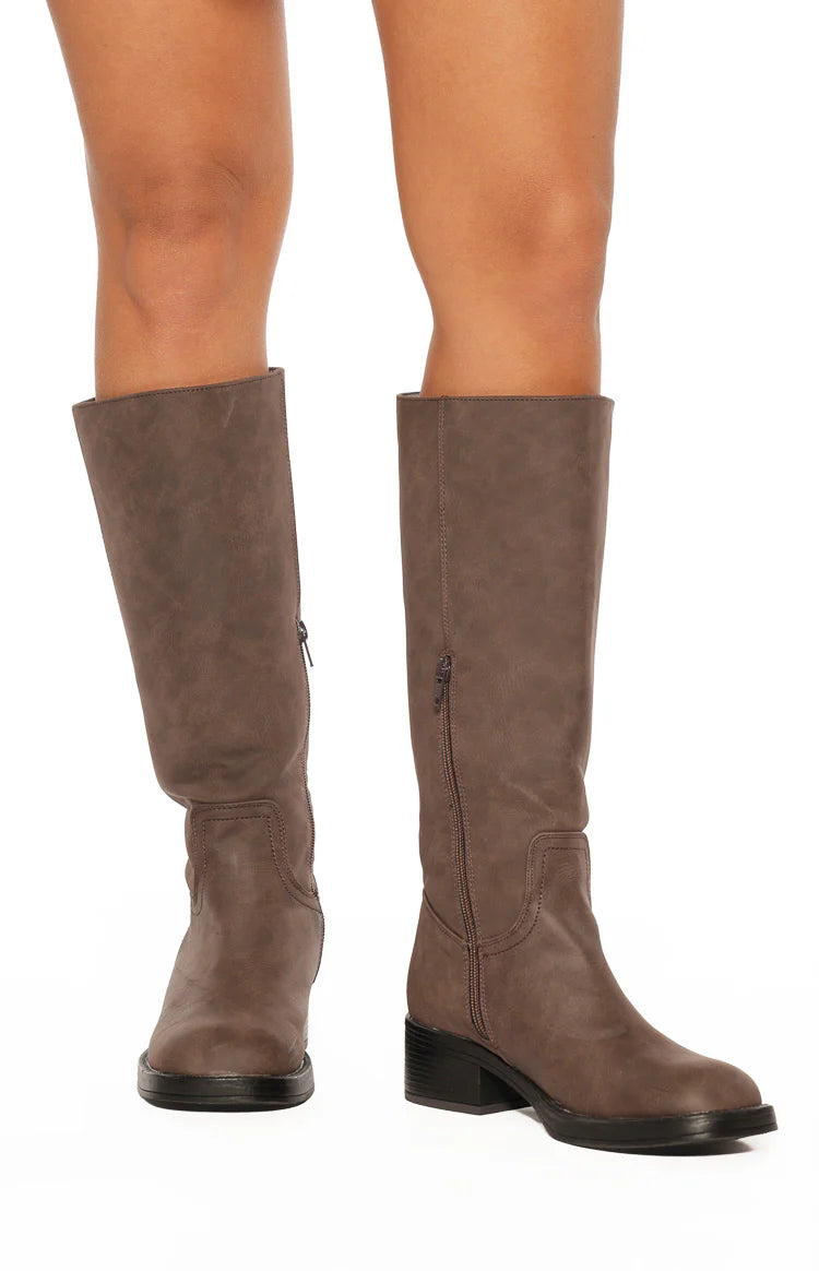 Therapy Fever Chunky Chocolate PU Boots