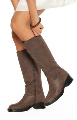 Therapy Fever Chunky Chocolate PU Boots