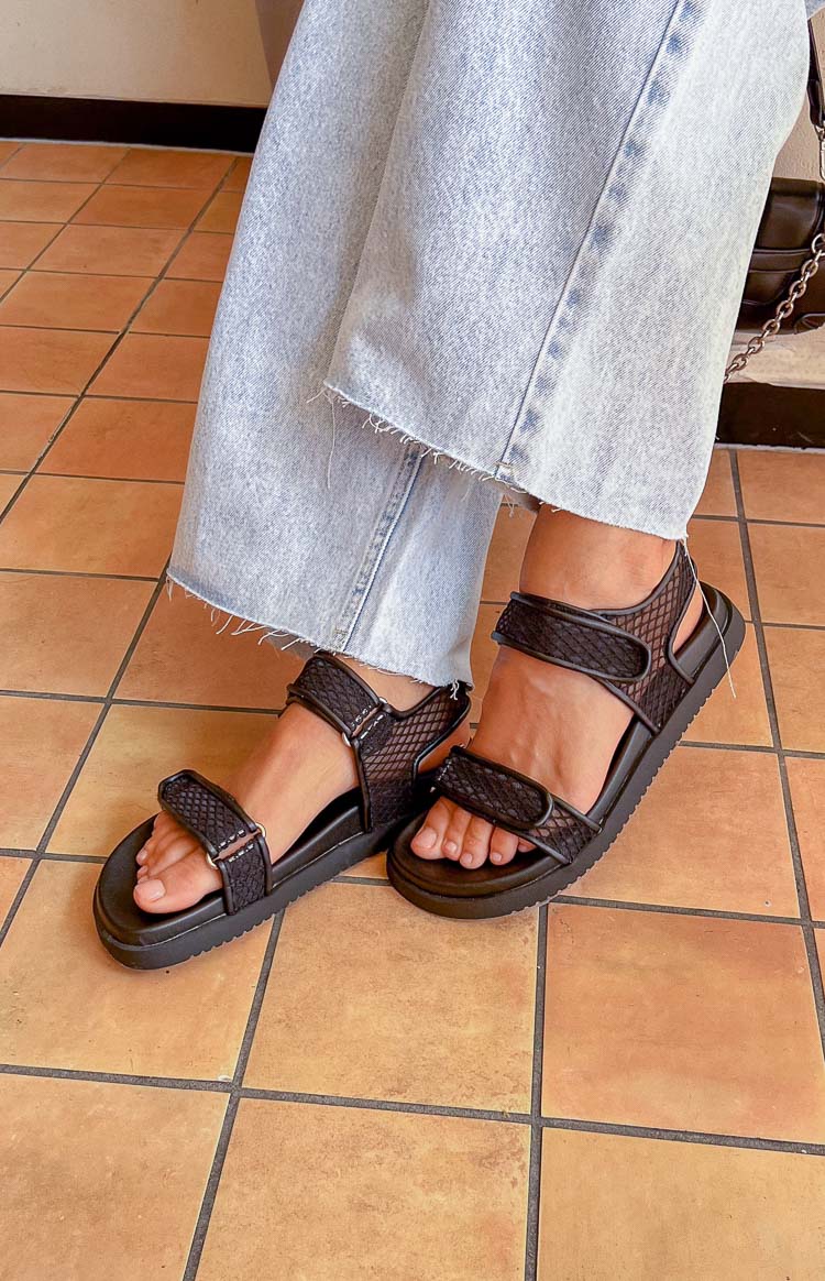 Therapy Rhode Black PU Sandals Image