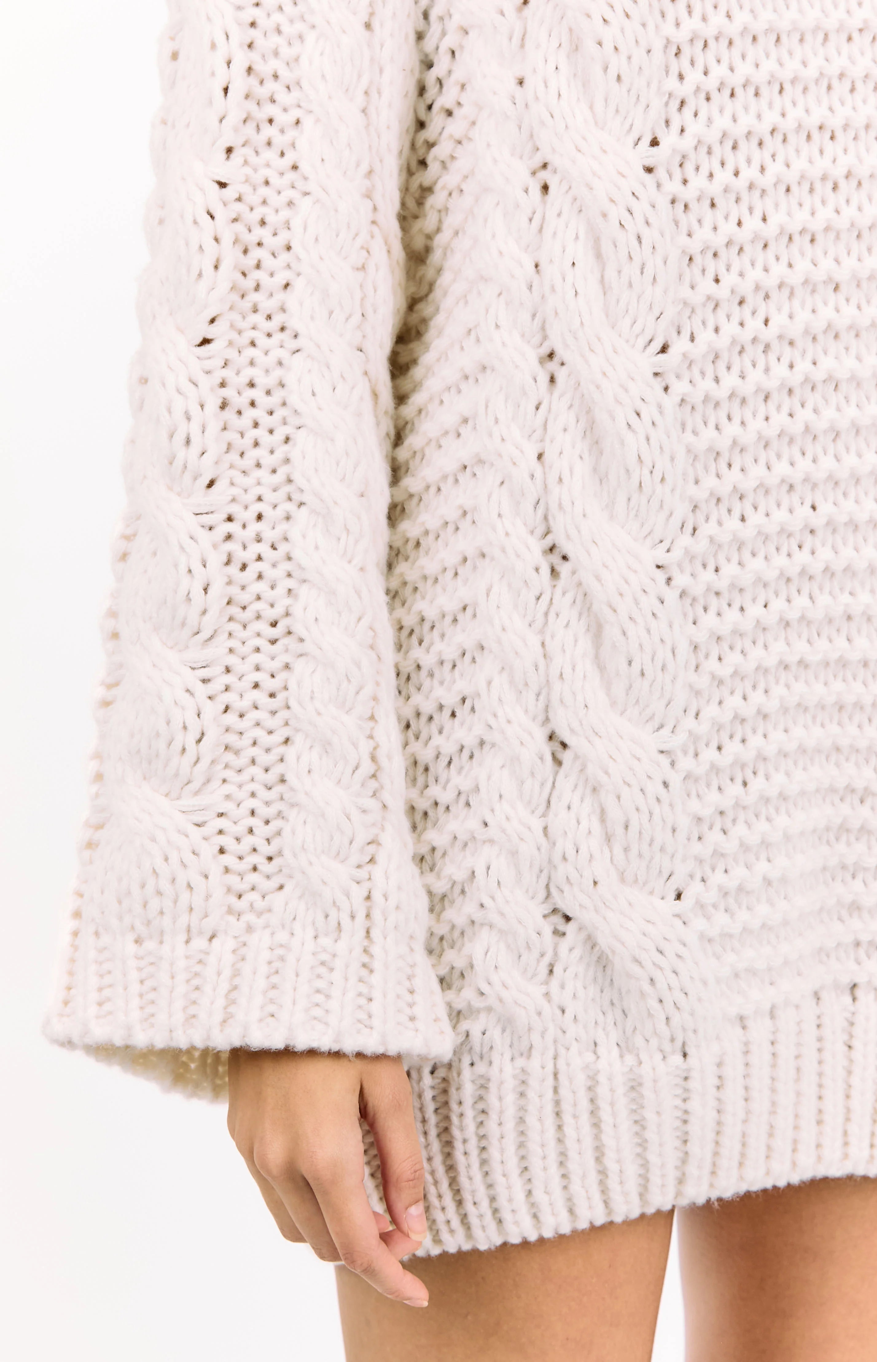 cream cable knit sweater dress Thursdays Cream Cable Knit Sweater Dress