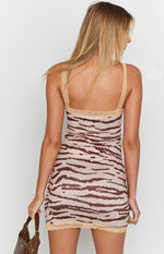 Nalah Animal Print Mini Dress Cream Image