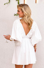 Torie White Short Sleeve Mini Dress