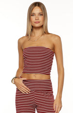 Vaeda Burgundy Stripe Strapless Tube Top Image