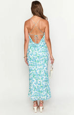 Valentina Blue Floral Maxi Dress