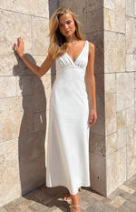 Verlaine White Linen Blend Maxi Dress Image
