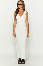 Verlaine White Linen Blend Maxi Dress Image