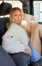 Vine White Rose Embellished Cardigan Image