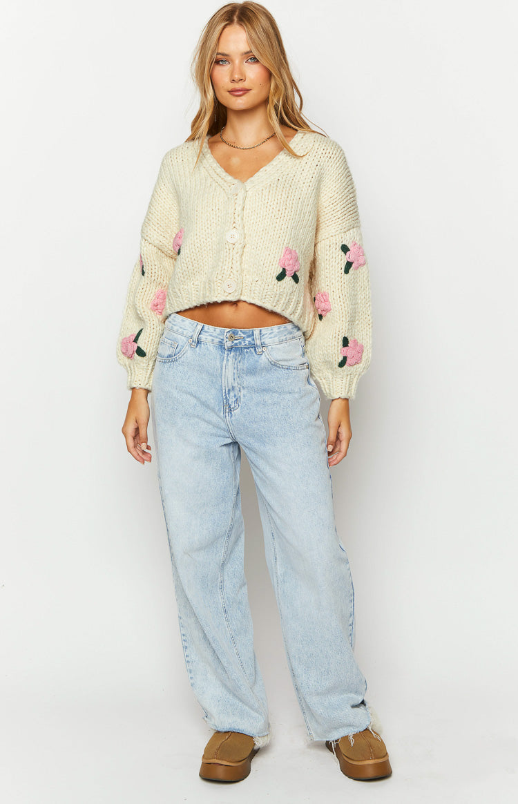 Vine White Rose Embellished Cardigan Image