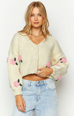 Vine White Rose Embellished Cardigan Image