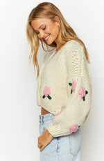 Vine White Rose Embellished Cardigan Image