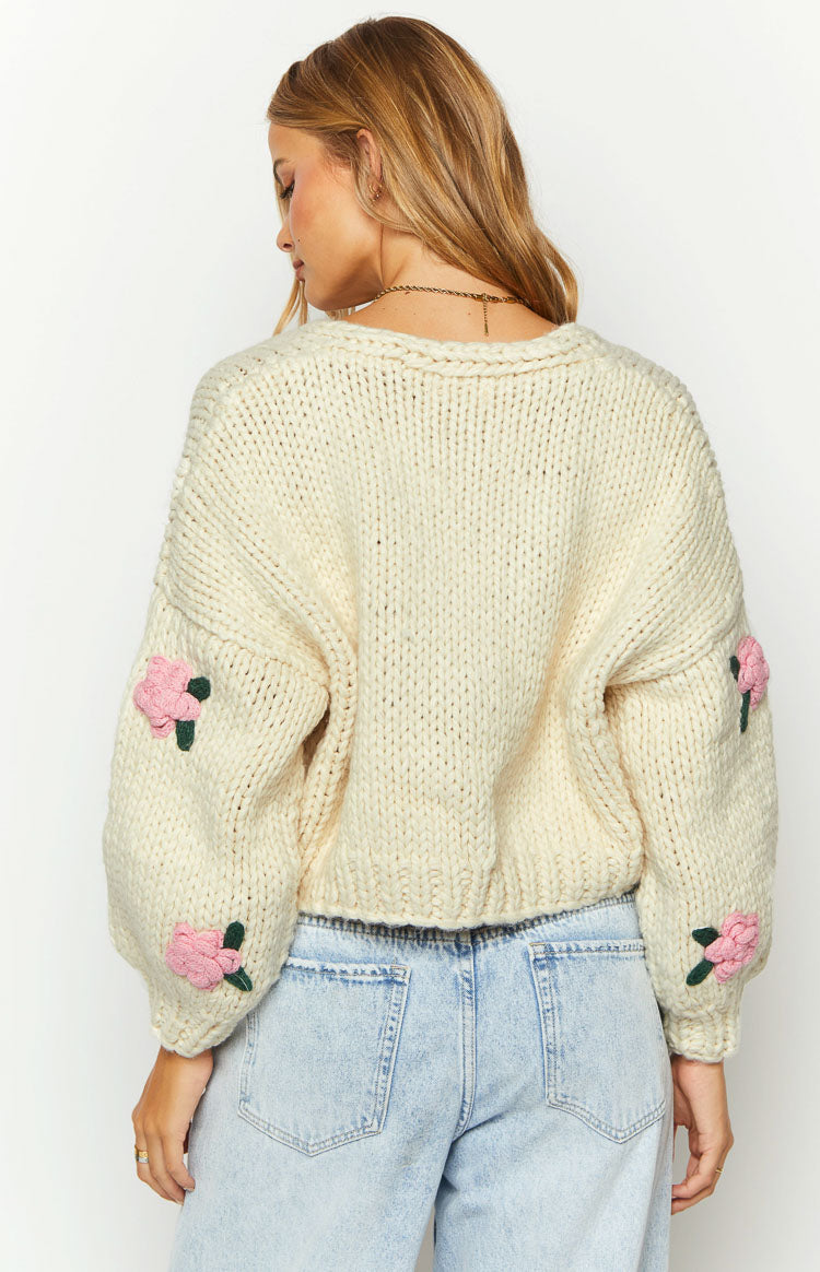 Vine White Rose Embellished Cardigan Image
