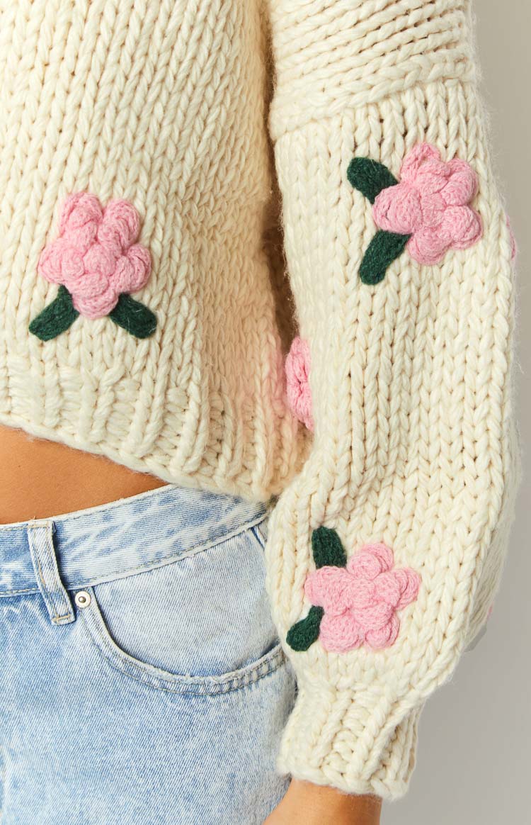 Vine White Rose Embellished Cardigan Image