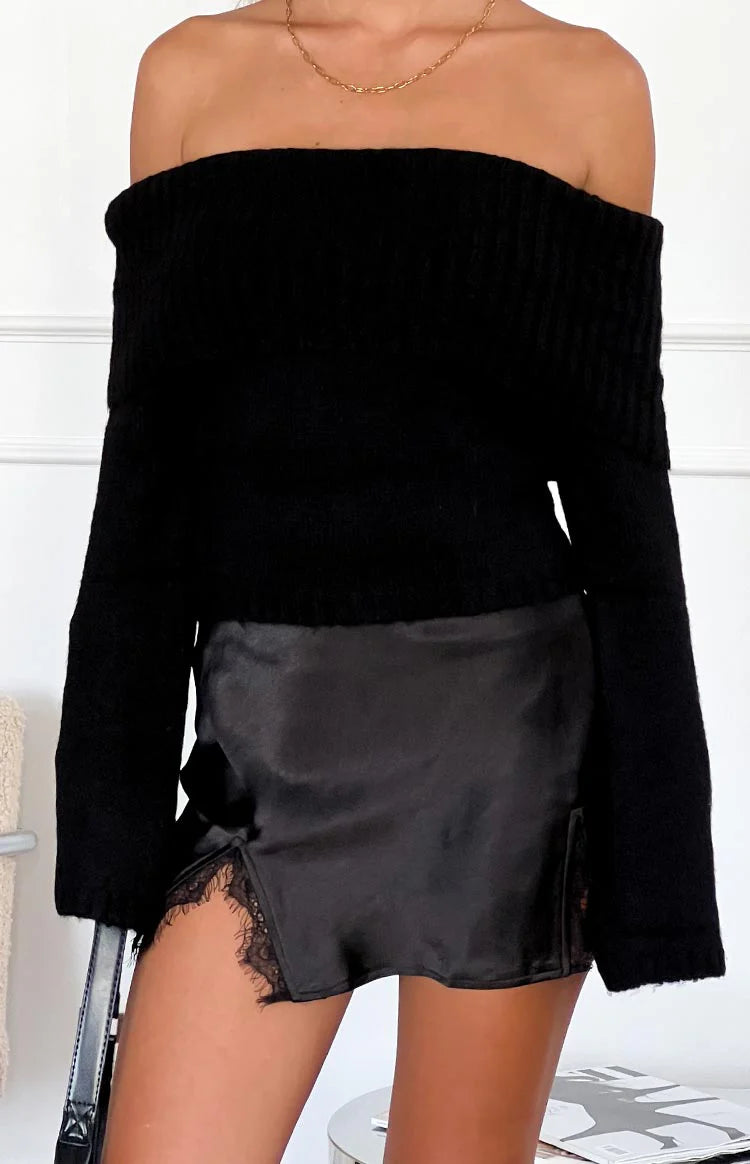 Joey Black Off Shoulder Sweater