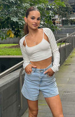 Vixen White Rib Cami Set Image