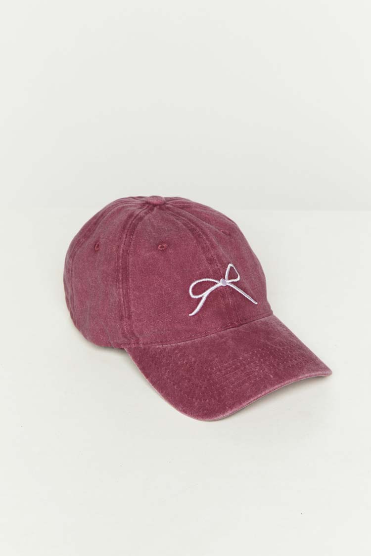 Waylee Red Embroidered Bow Baseball Cap Image