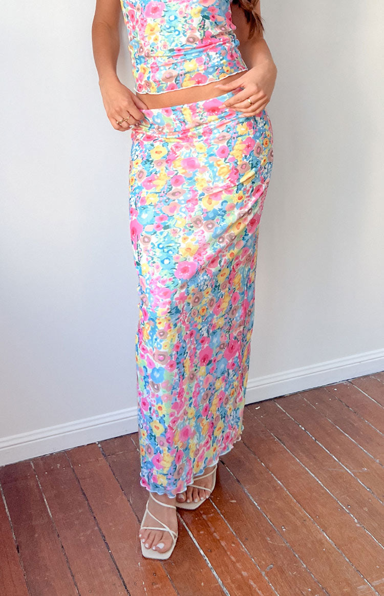 When in Rome Multi Floral Maxi Skirt Image