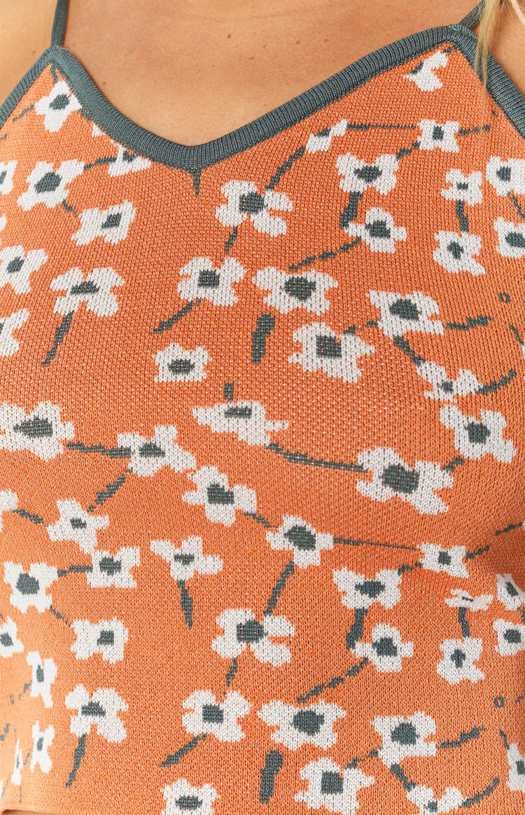 White Blossom Crop Top Orange