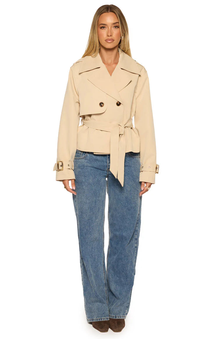 Wilda Cream Cropped Trench Coat - PRE ORDER