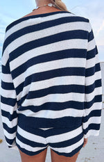 Willa Navy Stripe Knit Shorts