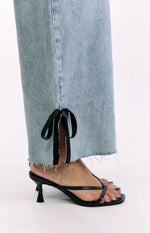 Willabelle Light Wash Denim Bow Hem Low Rise Jeans