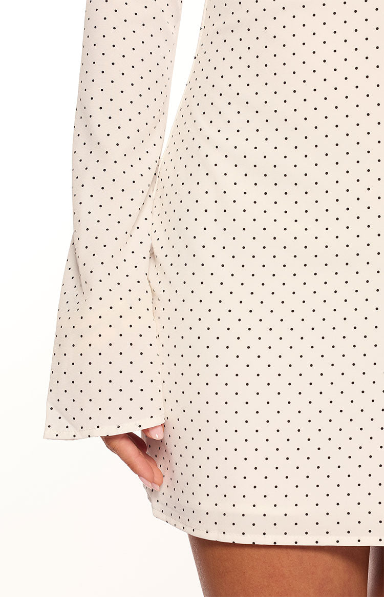 Winston White Polka Dot Long Sleeve Mini Dress Image