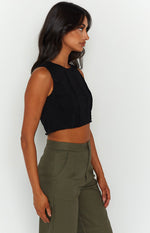Xandra Black Crop Tank Top Image